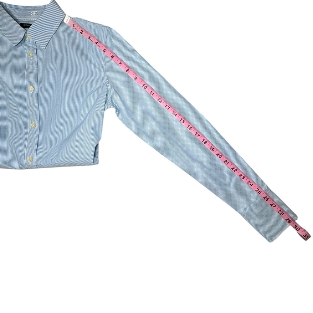 Banana Republic Riley Blue & White Striped Cotton Button Down Shirt Size 4 Tall - Picture 10 of 14